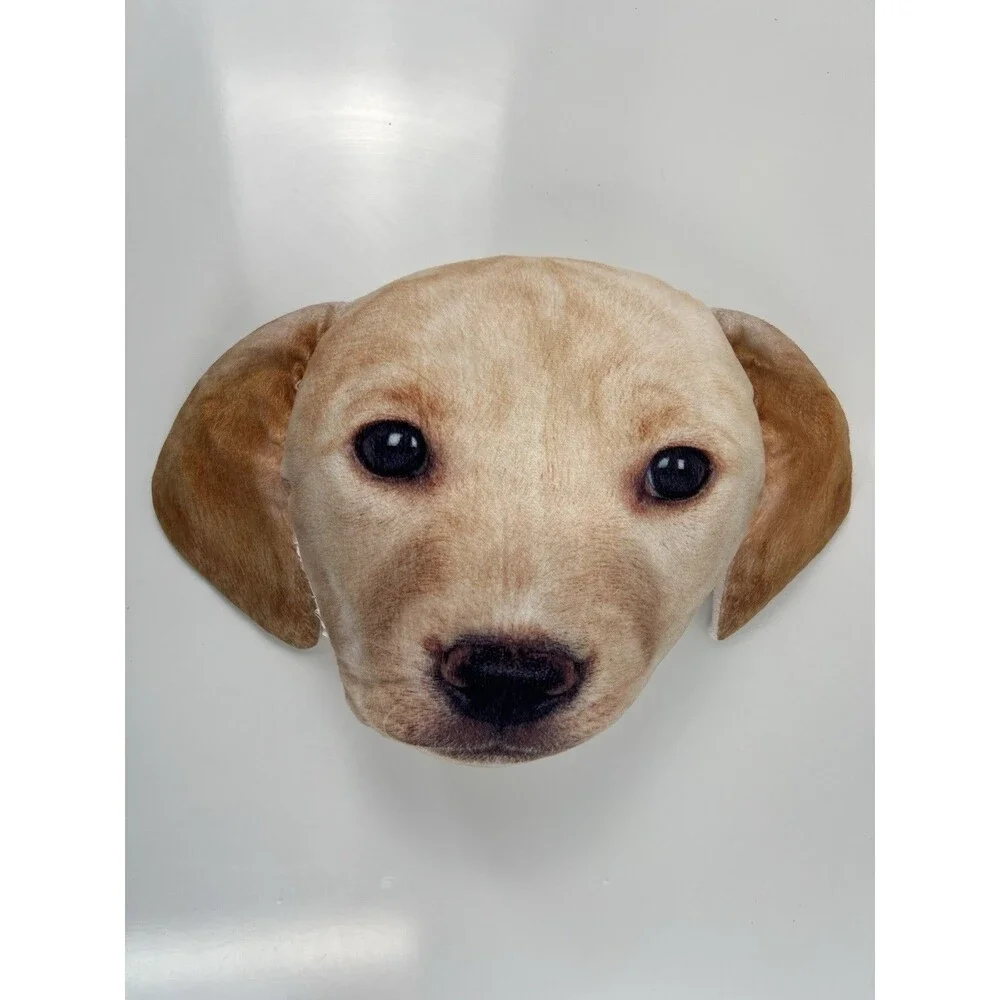 Realistic DOG FACE PILLOW Yellow Labrador Stuffed Plush Throw Pillow Dog Bedding